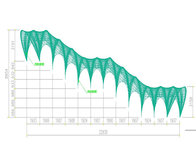 下沉式广场膜结构通道设计CAD 图纸