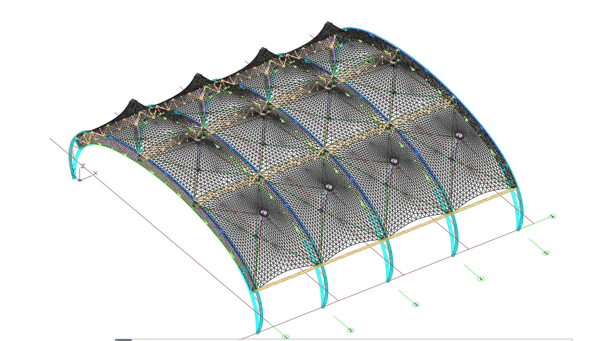 ptfe膜材球场膜结构设计模型