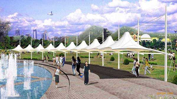 富春三中体育看台膜结构工程