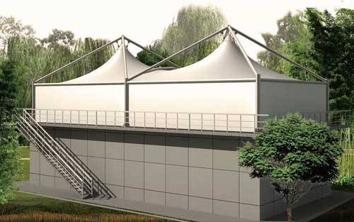 天津市红桥区子牙河滨河公园（渔村）堤岸景观膜结构绿化工程